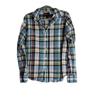 Banana‎ Republic Shirt Mens Medium Multi Plaid Long Sleeve Slim Fit Button Up
